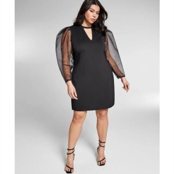 INC International Concepts Dresses & Skirts - INC Women's NWT Tulle Long Sleeve Short Bodycon Black Party Dress M